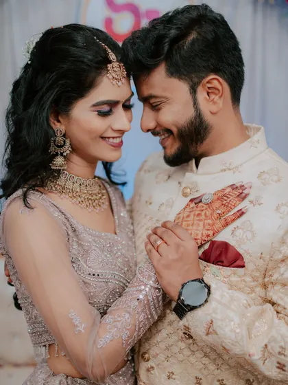 An intimate and happy portrait of the couple after their engagement.