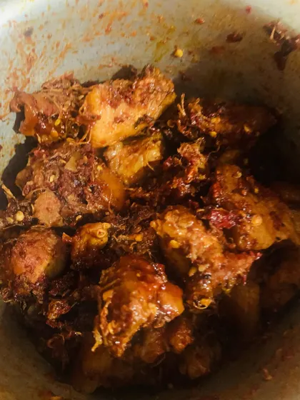 Another look at the delicious pork and dried bamboo shoot curry. It is slow cooked in bamboo shoot water to make the meat extra tender.