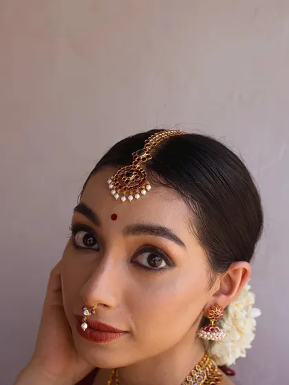 A final shot from the temple jewelry campaign, showcasing the complete set. It's amazing how wearing these pieces can make you feel instantly connected to a rich cultural history.