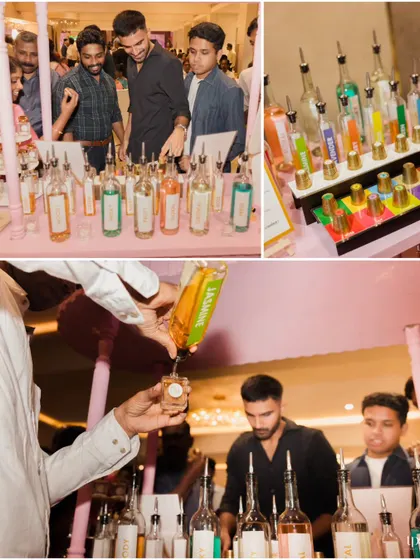 I love creating unique experiences for guests. For Benoj and Mebin's engagement, we set up an interactive perfume bar where guests could create their own signature scents. It's these little touches that make a celebration truly memorable and personal.