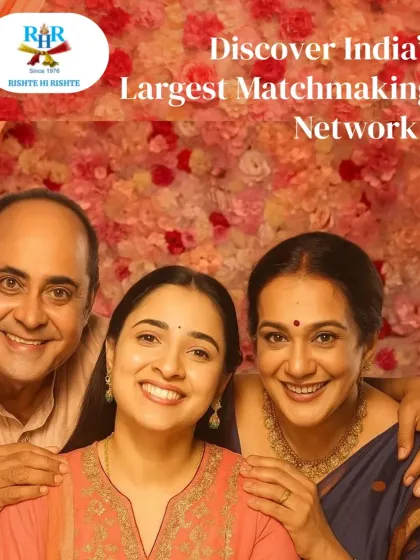 A happy family photo representing our large matchmaking network. We connect families across India, helping you find the right match with trust and care.