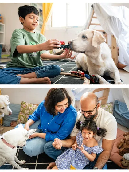 A collage from Shelby's 10th birthday, showing her interacting with the kids and getting lots of love from her parents.