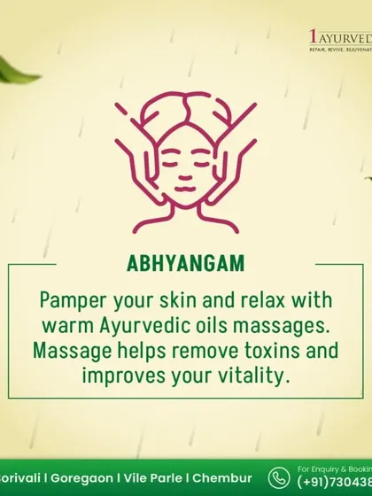 Abhyanga is a key self-care practice, especially during seasons like the monsoon when the body can feel sluggish. This warm Ayurvedic oil massage helps to remove deep-seated toxins from the tissues, improves circulation, and enhances vitality, leaving you feeling relaxed and rejuvenated.