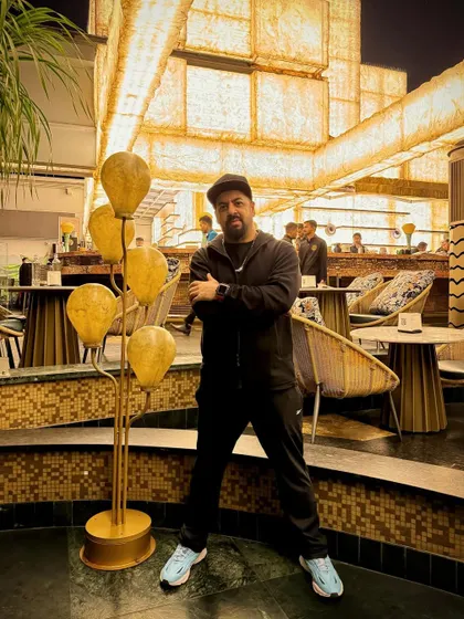 Posing inside the stunningly lit Pangeo. The venue's decor is as impressive as its view.