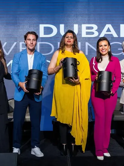 A group photo from the Dubai Wedding Symposium 2025, where I was a keynote speaker on "The Art of Wedding Wellness."
