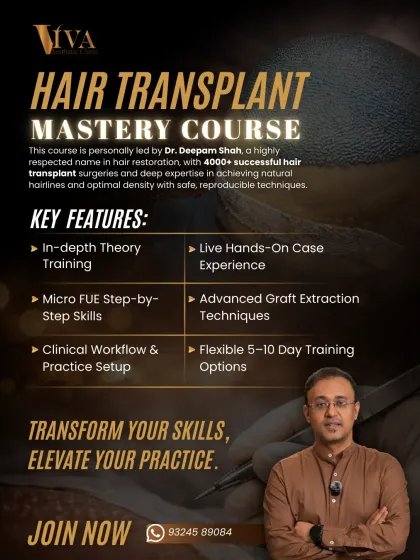 I am passionate about sharing my knowledge. This is an announcement for my Hair Transplant Mastery Course, where I offer hands-on training to other doctors looking to elevate their skills in hair restoration.