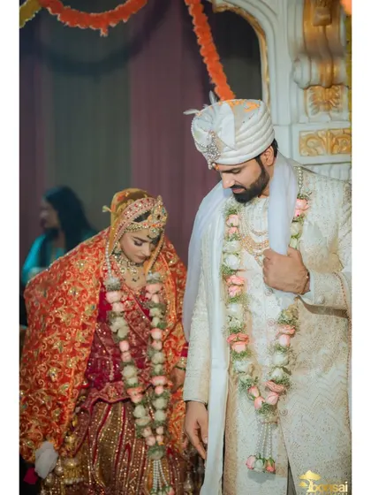 The couple during their pheras, a central part of the Hindu wedding ceremony.