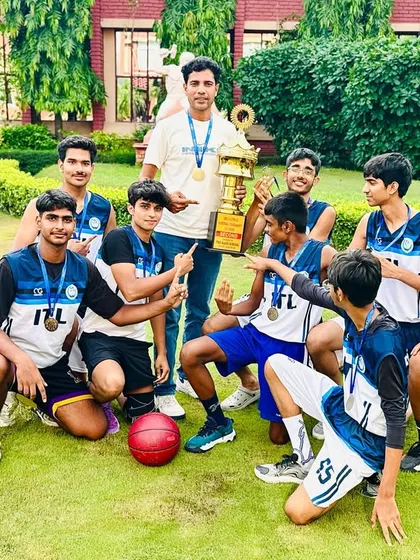 Our Under-17 Boys team celebrating their second-place finish in the CBSE Basketball Clusters. Competing against 124 teams and coming out near the top is a massive achievement.