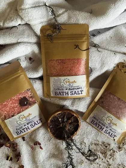 All three of my bestselling bath salt variants, ready to help you relax and unwind.
