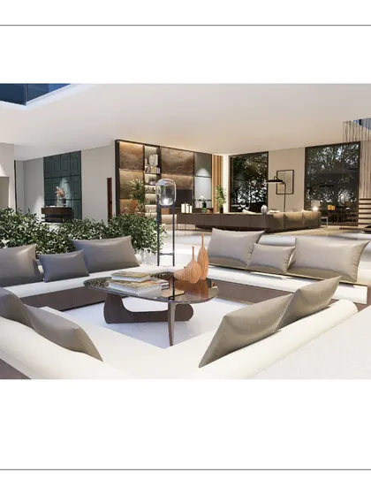 For the ALTURA residence, I designed this sunken living area to create an intimate, cozy space within a large, open-plan layout. The design brings people together, surrounded by subtle greenery and soft, ambient lighting for a feeling of modern luxury.