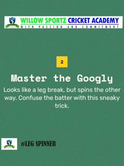 An infographic on how to master the googly. This tricky delivery is a key weapon for any leg-spinner, and we teach it with detailed instruction.