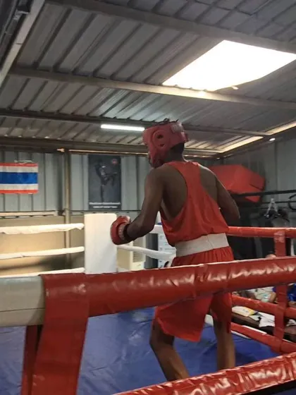 My boxer in the ring during the Bengaluru University Inter-college sports competition, on his way to winning gold.