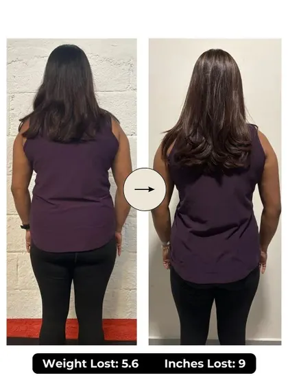 Sayani lost 5.6 kgs and 9 inches in 6 weeks. She went from irregular workouts and 2-3k steps a day to consistent strength training and an active lifestyle with over 12k steps daily.