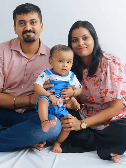 The classic family-of-three portrait. This is the perfect way to capture your family at this stage, with your little one sitting safely between you.