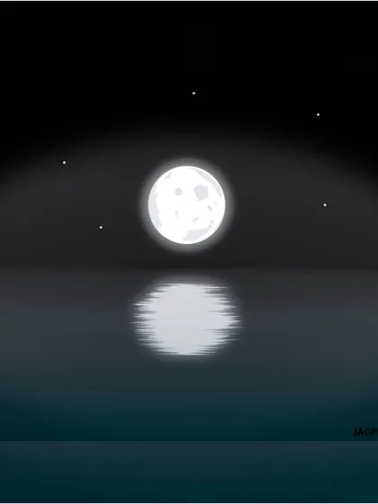 The moon's reflection on the water. This piece was inspired by a Rumi quote about drinking the moon's reflection. It captures the calm and mystery of the night ocean.