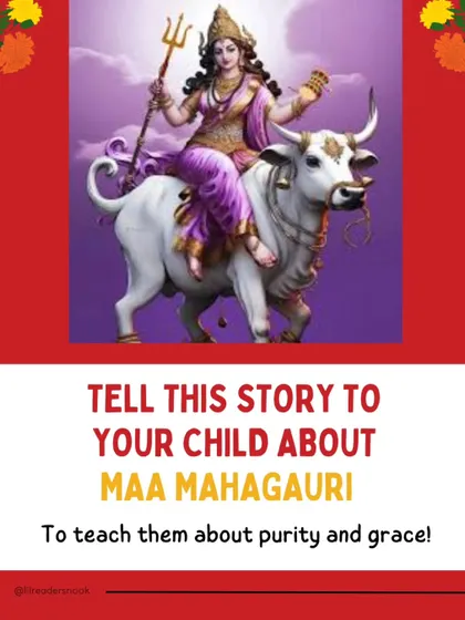 On Day 8 of Navratri, we celebrate Maa Mahagauri. Her journey from being covered in dust from her penance to radiant beauty teaches us that true beauty comes from within and the power of self-transformation.
