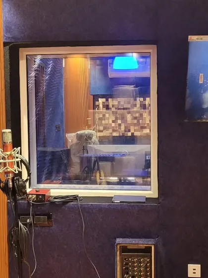 A clear view from our live room into the control room. This visual connection is so important for keeping the vibe and communication flowing between the artist and the production team.
