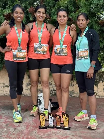 Celebrating a surprise podium finish at the Kaveri Trail Marathon. This proves that hard work and showing up are what truly matter. I'm so proud of these women for their incredible effort.