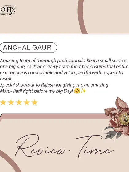 "Amazing team of thorough professionals." A fantastic review from a client who got a mani-pedi right before her big day.