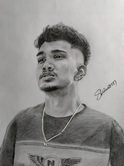 A realistic portrait drawing, signed and ready for the client.