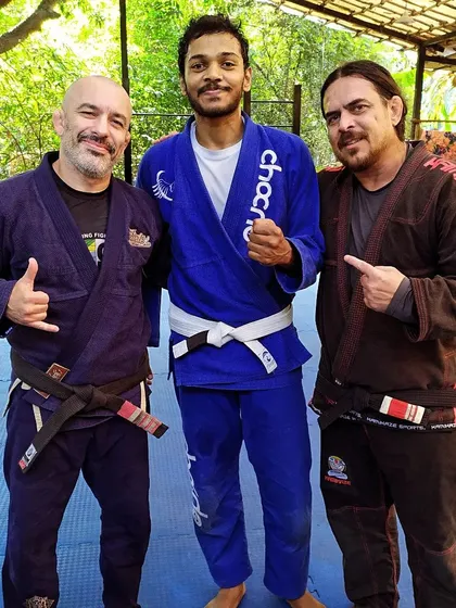 Training with the coaches and team at Tribal Warriors in Goa. It's always great to visit other gyms, share knowledge, and get in some tough rounds with different people.