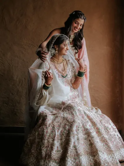 Sharing a laugh while getting ready. The atmosphere was so full of joy.