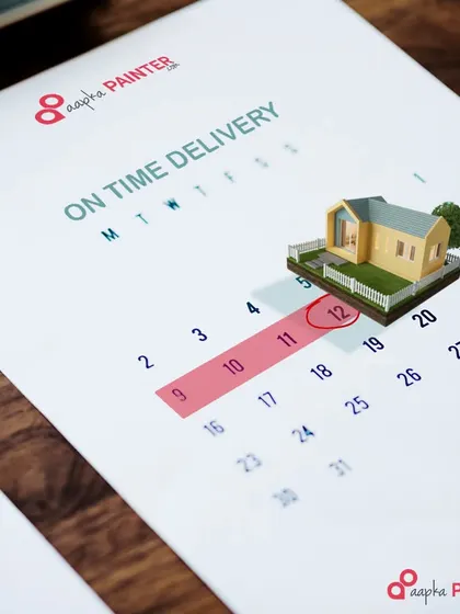 We don't just promise, we deliver. On time. This graphic represents our core commitment to finishing every project by the agreed-upon deadline, so you can enjoy your newly painted home without any delays.