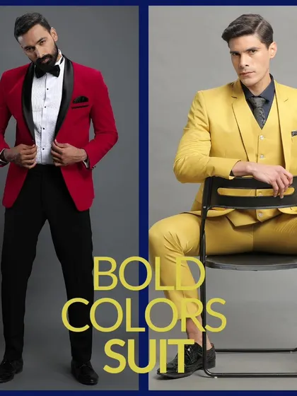 An essential suit style: Bold Colors. Make a statement with a vibrant red or yellow suit from our collection.