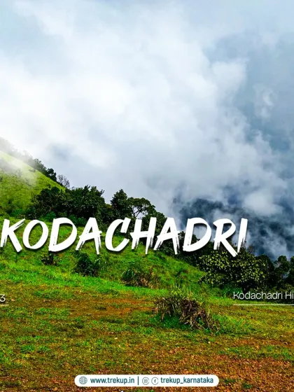 Showcasing the Kodachadri Hills trek, a journey through clouds and lush greenery.