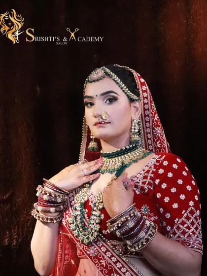 A complete look at our North Indian bride. The makeup, hair, and styling all come together to create a vision of elegance and tradition.
