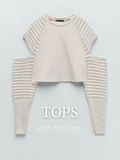 A duplicate view of the trendy top with modern cut-outs.