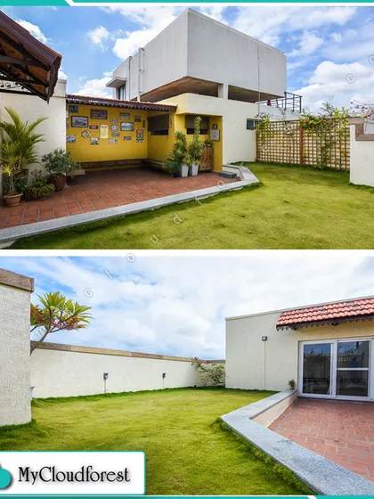 This rooftop was a blank canvas. I designed a split-level space with a terracotta patio for seating and a raised natural grass lawn, creating a versatile and open garden with a beautiful view.