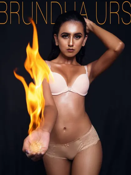 A magazine-style edit of the fire concept, combining the powerful visual with bold text. This shows how the images can be used for creative layouts.