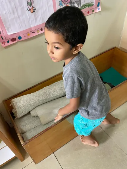 All materials are stored on low, open shelves, empowering children to choose their activities independently and return them when they are finished, fostering a sense of order.