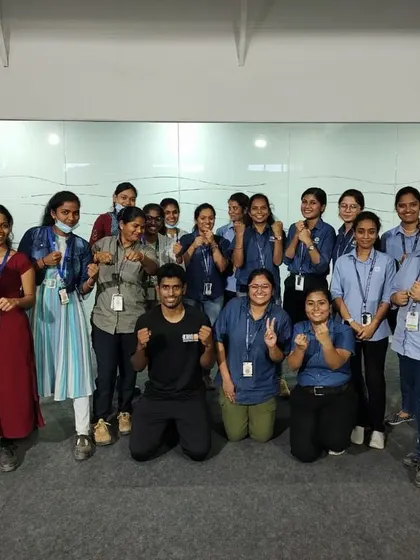 Our training is trusted by companies in the defence sector. Here is a group of participants from a women's safety workshop we conducted, equipping them with skills to enhance their personal security.