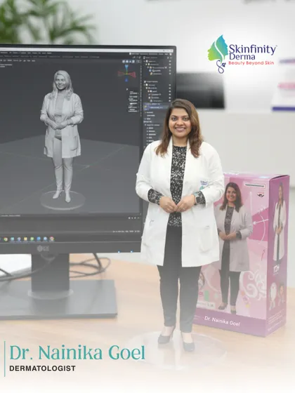 This is Dr. Nainika Goel. She combines her deep knowledge of dermatology with a warm, patient-first philosophy to help you achieve healthy, radiant skin.