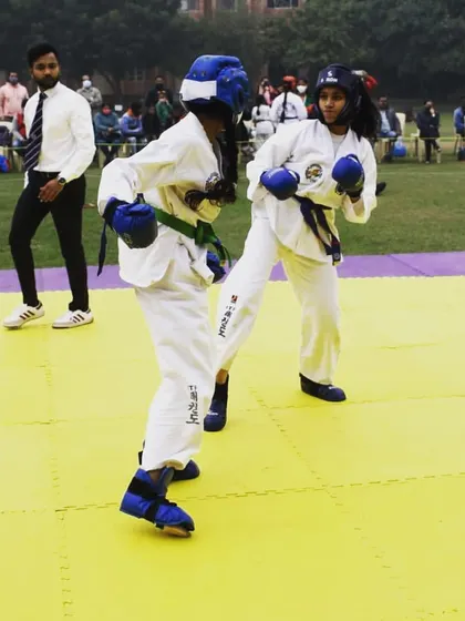 Sparring, or Matsogi, is essential for learning to stay calm and react effectively under pressure. This is a moment from a competitive match between two of my students at a state championship.
