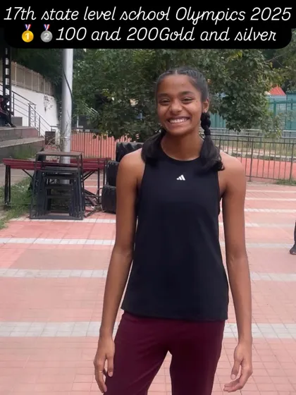 A double victory for our smiling athlete, who won gold in the 100m and silver in the 200m at the State Level School Olympics.