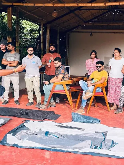 A hands-on training session on how to properly set up a tent. We equip our leaders with practical skills essential for outdoor survival and camping.
