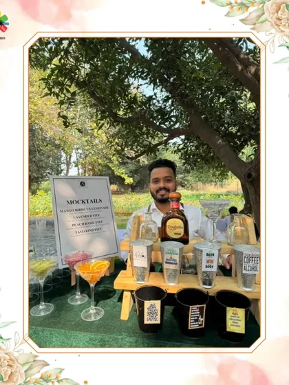 Our mixologist at a mocktail bar in Hyderabad, ready to serve a variety of refreshing, non-alcoholic beverages.
