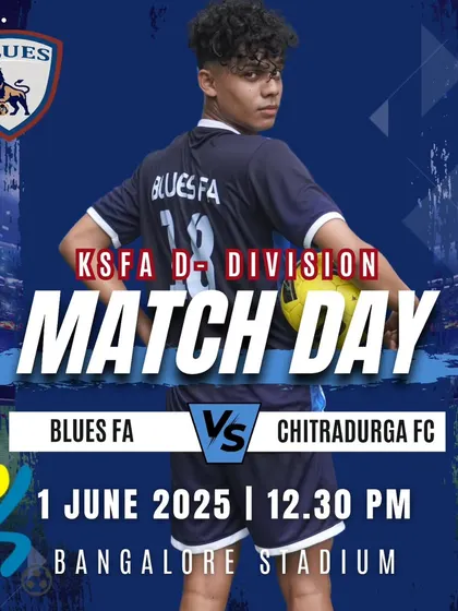 Match day poster for our KSFA D-Division clash against Chitradurga FC.
