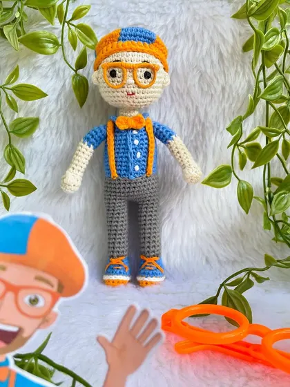 Blippi is a favorite for so many kids! I made this replica doll for my son's birthday, complete with the orange glasses, suspenders, and bow tie. He was so excited!