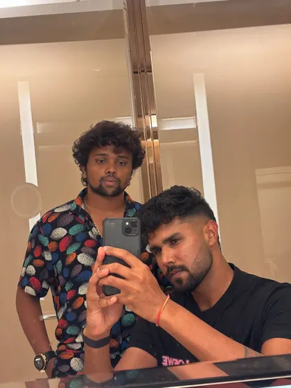 A selfie with Harshit Rana, checking the new style.