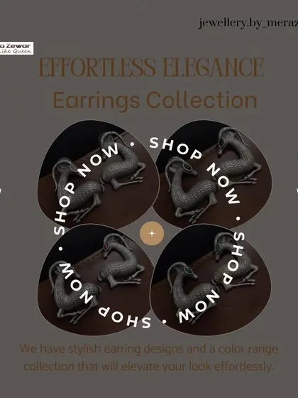 My 'Effortless Elegance' earrings collection features these unique goat-shaped studs. This graphic shows the design and highlights the color range available to elevate your look.