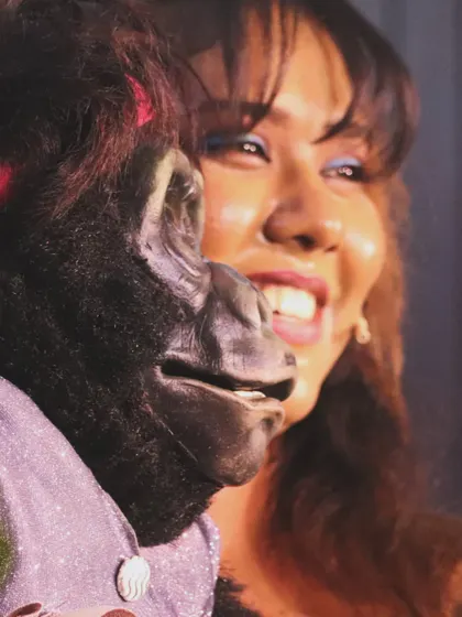A close-up of me and Nikki sharing a laugh on stage. These are the moments I cherish, connecting with my partner and the audience all at once.