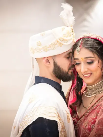 A tender moment from an Indian wedding. Amidst all the celebration, I love to capture these quiet, intimate portraits that showcase the couple's deep connection.