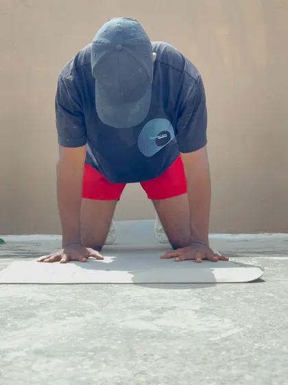 The starting position for a beast hold, a challenging isometric exercise.