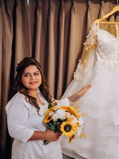 A quiet moment with her gown before the big reveal. It was an honor to get my childhood friend ready for her wedding day.