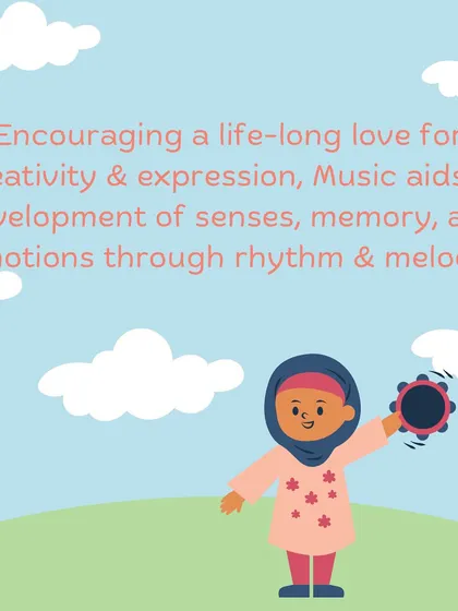 Music is a key part of our curriculum, aiding in the development of senses, memory, and emotions through rhythm and melody.