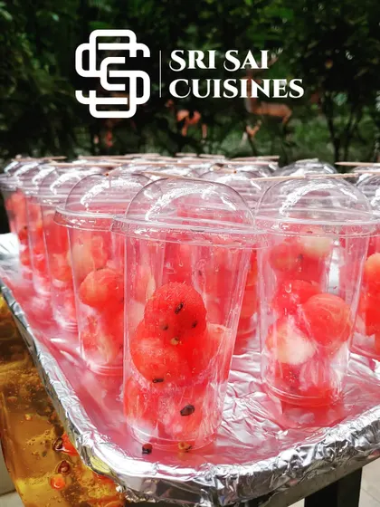 A tray of my sweet and spicy Watermelon Balls, served in individual cups. The unique flavor combination is always a pleasant surprise for guests.